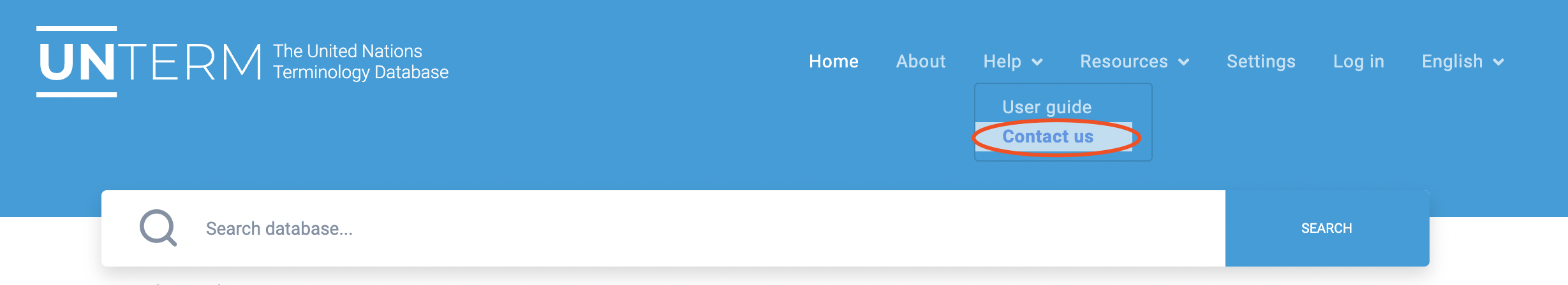Help menu with Contact Us submenu