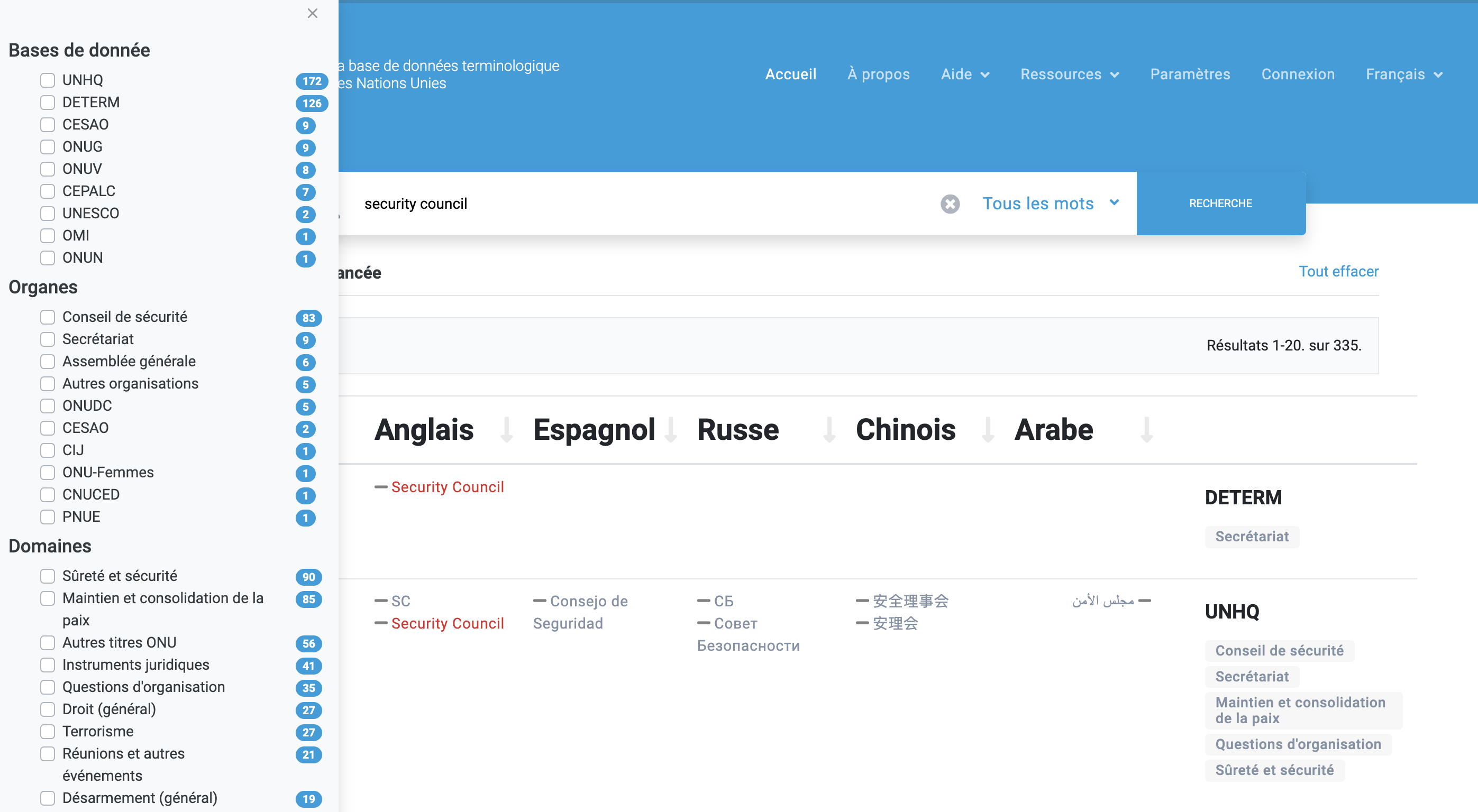 ouvrir le menu filtre
